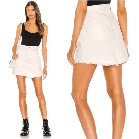 Free People Dresses & Skirts - Free People Brea Cutoff Mini Skirt Deco White Denim Size 27 NWT